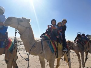 Kids riding Camel